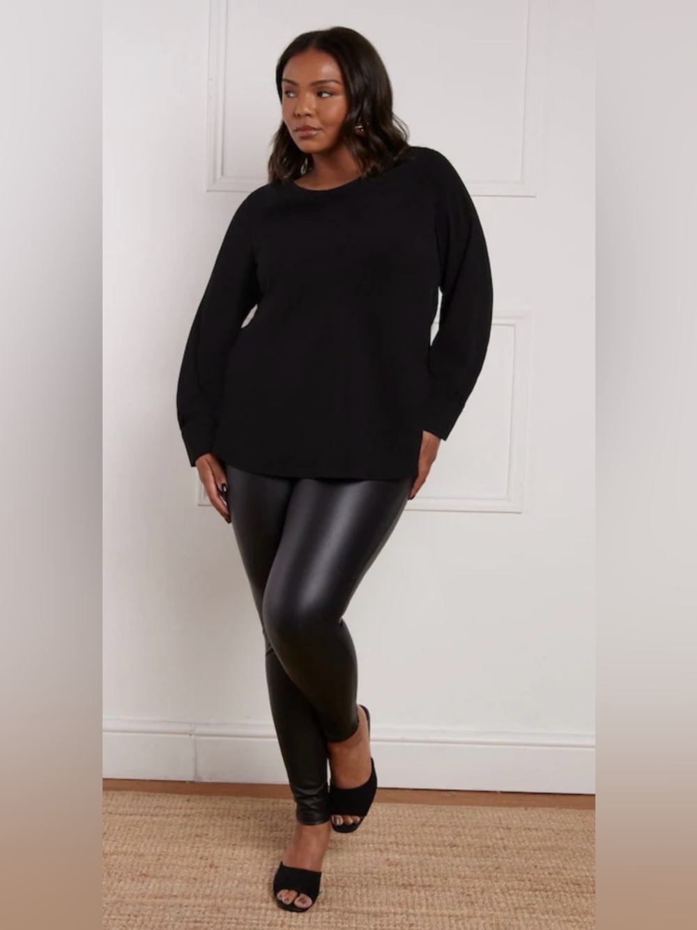 New INC International Concepts Black Faux Leather Pull-On Leggings - Size 14